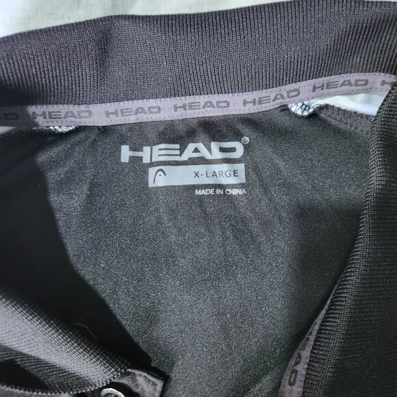 Head Golf Polo Shirt Men's Size XL Black with Striped Sleeves 3 Button Collared - Picture 4 of 12